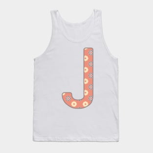 MONOGRAM LETTER J PINK FLORAL TYPOGRAPHY DESIGN Tank Top